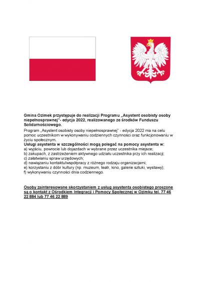 Program „Asystent osobisty osoby niepełnosprawnej”