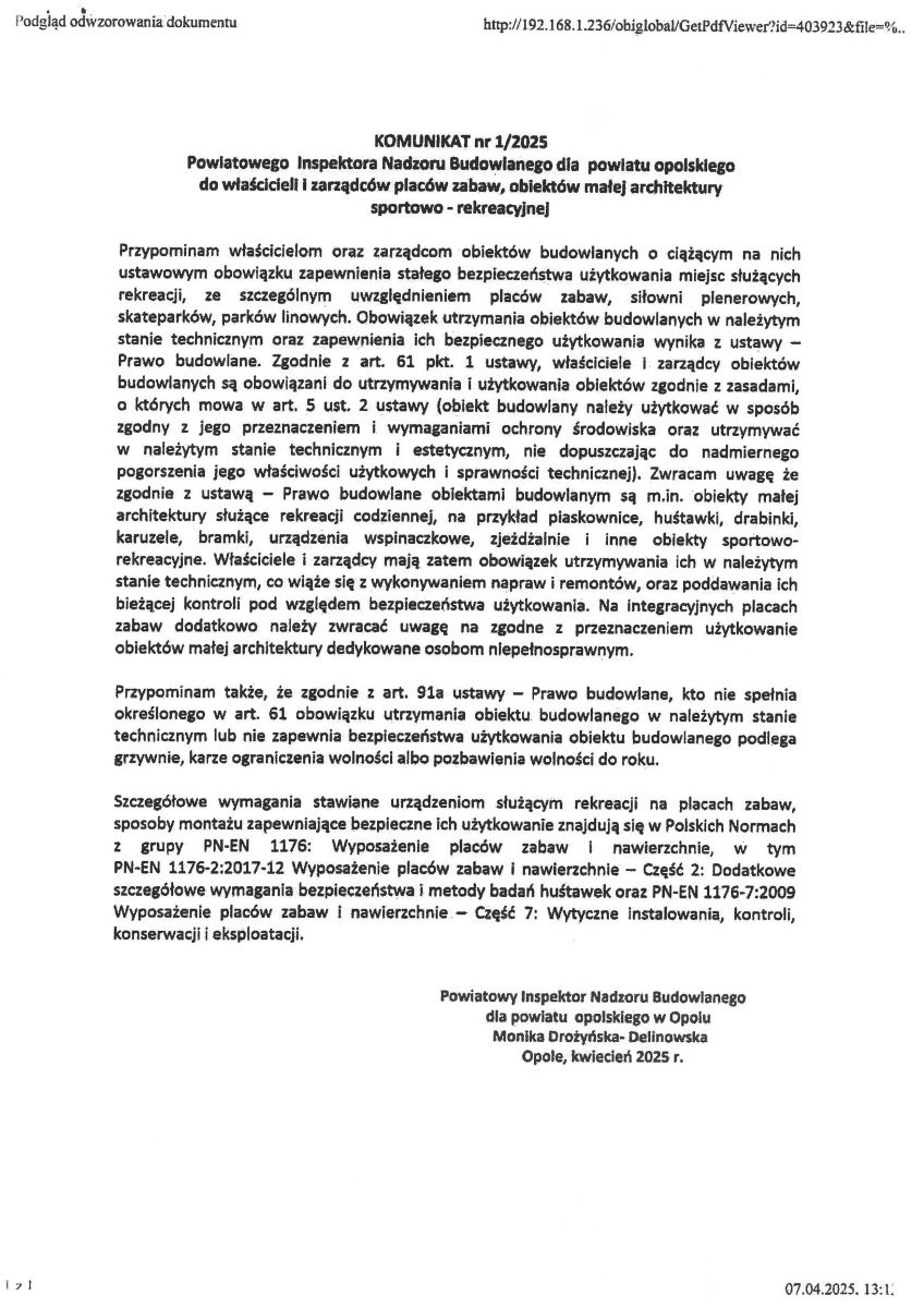 komunikat 1/2025