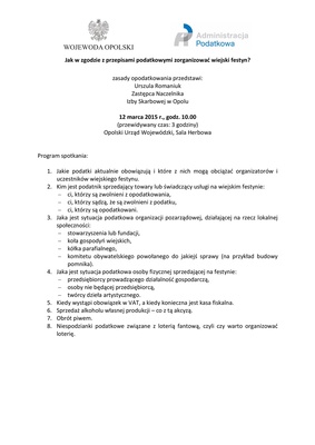 Zaproszenie na spotkanie pt. Jak w zgodzie z przepisami podatkowymi zorganizować wiejski festyn