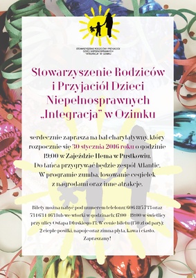 INTEGRACJA zaprasza na bal charytatywny!!!