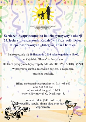 Bal charytatywny z okazji 25. lecia Stowarzyszenie Rodziców i Przyjaciół Dzieci Niepełnosprawnych INTEGRACJA w Ozimku 