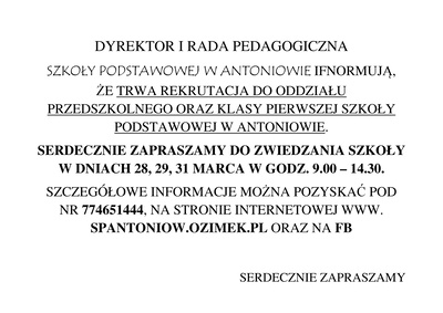 Rekrutacja - SP Antoniów