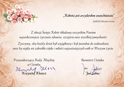 Życzenia z okazji Dnia Kobiet