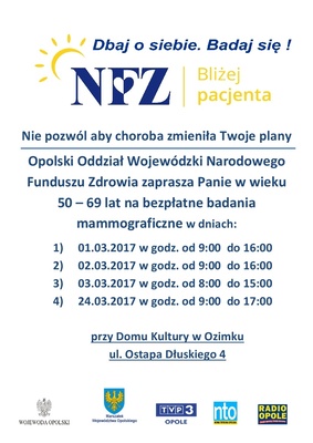 Bezpłatne badania mammograficzne