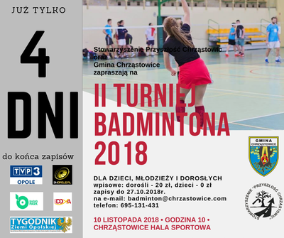 II Turniej Badmintona w Chrząstowicach - zaproszenie