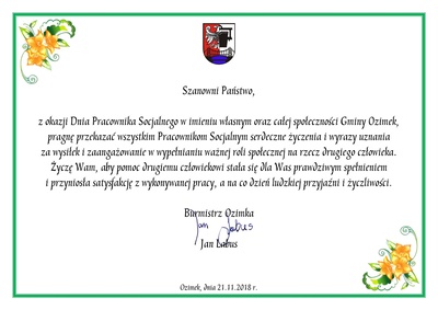 Życzenia z okazji Dnia Pracownika Socjalnego 