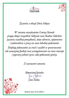 Życzenia z okazji Dnia Sołtysa