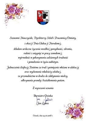 Życzenia z okazji Dnia Edukacji Narodowej