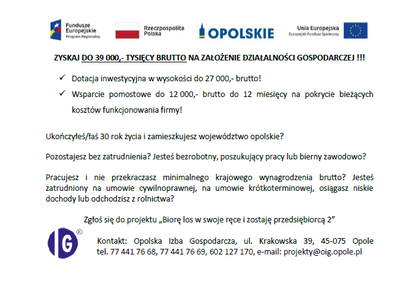 REKRUTACJA DO PROJEKTU Biorę los w swoje ręce i zostaję przedsiębiorcą 2 PROWADZONA JEST W DNIACH 16.05.2019 DO 28.06.2019