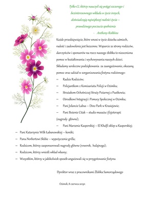 Podziękowanie Żłobka Samorządowego w Ozimku