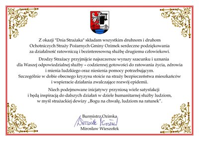 Życzenia z okazji Dnia Strażaka