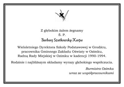 Odeszła nasza koleżanka Barbara Szatkowska-Karpa