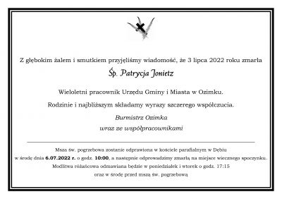 Zmarła nasza koleżanka z pracy - Patrycja Jonietz