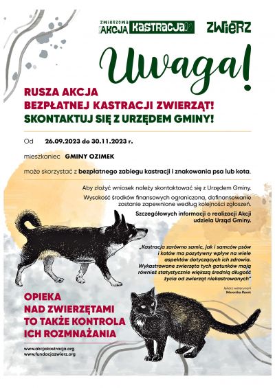 Akcja kastracja w Gminie Ozimek