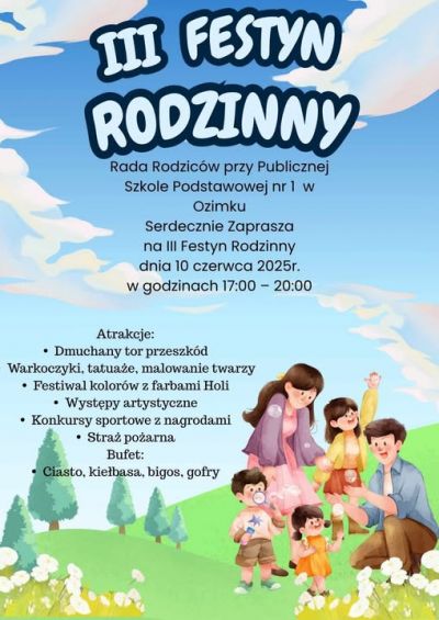 JEDYNKA zaprasza na III FESTYN RODZINNY