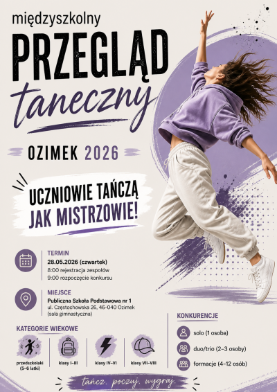 ZAPRASZAMY DO MIĘDZYSZKOLNEGO KONKURSU TAŃCA
